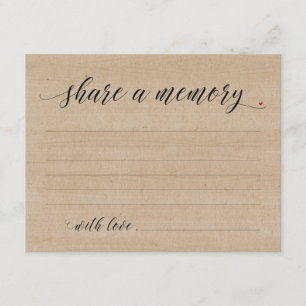 Rustic Deel A Memory Sympathie, Memorial Note Card Kaart