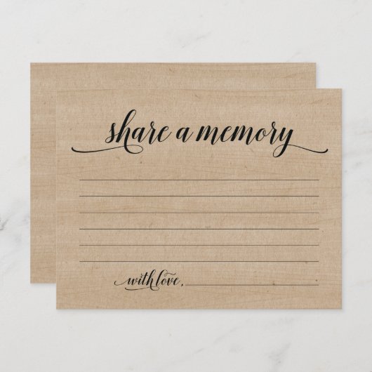 Rustic Deel A Memory Sympathie, Memorial Note Card Kaart (Voorkant / Achterkant)