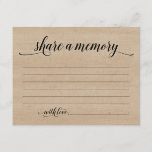 Rustic Deel A Memory Sympathie, Memorial Note Card Kaart