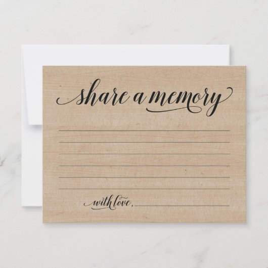 Rustic Deel A Memory Sympathie, Memorial Note Card Kaart (Voorkant)