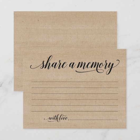 Rustic Deel A Memory Sympathie, Memorial Note Card Kaart (Voorkant / Achterkant)