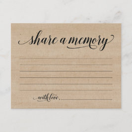 Rustic Deel A Memory Sympathie, Memorial Note Card Kaart