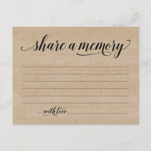 Rustic Deel A Memory Sympathie, Memorial Note Card Kaart