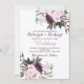 Rustic Deep Paarse Peony Floral Wedding Card Kaart (Voorkant)
