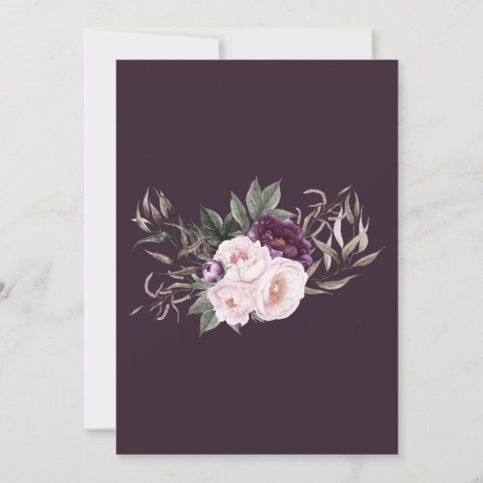 Rustic Deep Paarse Peony Floral Wedding Card Kaart (Achterkant)