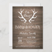 Rustic Deer Antler Baby shower Invitation Kaart (Voorkant)