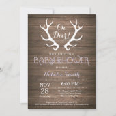 Rustic Deer Antler Baby shower Uitnodiging Paars (Voorkant)