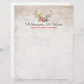 Rustic Deer Antler Bohemian Floral Waterverf Wood Briefhoofd (Voorkant / Achterkant)