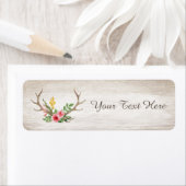 Rustic Deer Antler Bohemian Floral Waterverf Wood Etiket (Insitu)