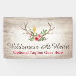Rustic Deer Antler Bohemian Floral Waterverf Wood Spandoek