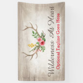 Rustic Deer Antler Bohemian Floral Waterverf Wood Spandoek (Verticaal)