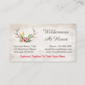 Rustic Deer Antler Bohemian Floral Waterverf Wood Visitekaartje (Achterkant)