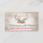 Rustic Deer Antler Bohemian Floral Waterverf Wood Visitekaartje (Voorkant)