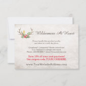 Rustic Deer Antler Bohemian Floral Wood Dank je Bedankkaart (Achterkant)