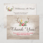 Rustic Deer Antler Bohemian Floral Wood Dank je Briefkaart (Voorkant / Achterkant)