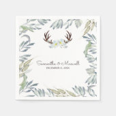 RUSTIC Deer Antler en Greenery, blauw Servetten (Voorkant)