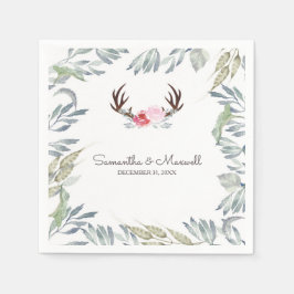 RUSTIC Deer Antler en Roze Rose Servetten