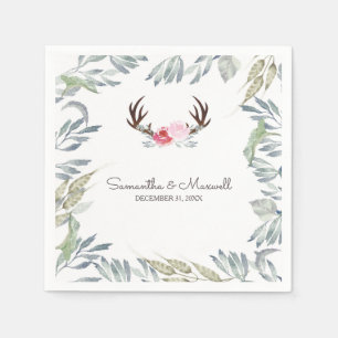 RUSTIC Deer Antler en Roze Rose Servetten