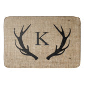 Rustic Deer Antler Faux Burlap Monogram Badmat (Voorkant)
