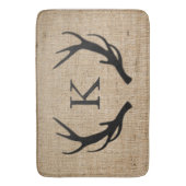 Rustic Deer Antler Faux Burlap Monogram Badmat (Voorkant Verticaal)