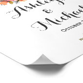 Rustic Deer Antler Floral Wedding Reception Sign Poster (Hoek)