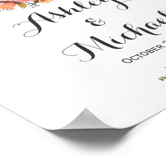 Rustic Deer Antler Floral Wedding Reception Sign Poster (Hoek)