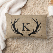 Rustic Deer Antler met Monogram Faux Burlap Kussen (Deken)
