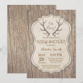 Rustic Deer Antler Oh Deer Baby shower Uitnodiging (Voorkant / Achterkant)