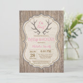 Rustic Deer Antler Oh Deer Girl Baby shower Kaart (Staand voorkant)