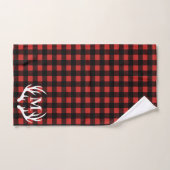 Rustic Deer Antler Red en Black Buffalo Check Pset Bad Handdoek (Handdoek)