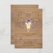 Rustic Deer Antler Skull Southwestern Wedding RSVP (Voorkant / Achterkant)