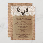 Rustic Deer Antlers Bridal Shower Invitations Kaart (Voorkant / Achterkant)