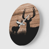 Rustic Deer Antlers Buck Hunting Grote Klok (Hoek)