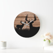 Rustic Deer Antlers Buck Hunting Grote Klok (Huis)