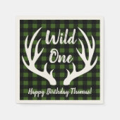 Rustic Deer Antlers Buffalo check geplakt Wild One Servet (Voorkant)