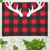 Rustic Deer Antlers & Buffalo Check Pset Theedoek (Gevouwen)