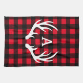 Rustic Deer Antlers & Buffalo Check Pset Theedoek (Horizontaal)