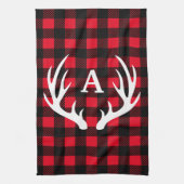 Rustic Deer Antlers & Buffalo Check Pset Theedoek (Verticaal)