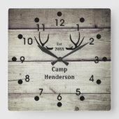 Rustic Deer Antlers Cabin Wall klok (Voorkant)