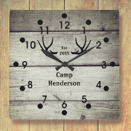 Rustic Deer Antlers Cabin Wall klok
