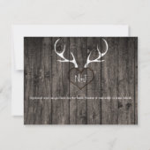 Rustic Deer Antlers & Carved Heart Save the Date (Achterkant)