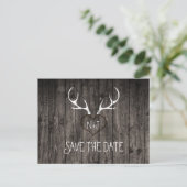 Rustic Deer Antlers & Carved Heart Save the Date Aankondigingskaart (Staand voorkant)