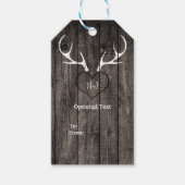 Rustic Deer Antlers & Carved Heart Wedding Cadeaulabel (Voorkant)