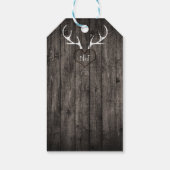 Rustic Deer Antlers & Carved Heart Wedding Cadeaulabel (Achterkant)