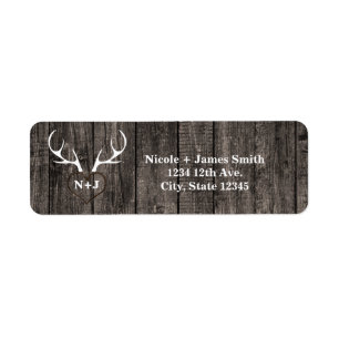 Rustic Deer Antlers & Carved Heart Wedding Etiket