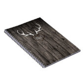 Rustic Deer Antlers & Carved Heart Wedding Notitieboek (Rechterzijde)