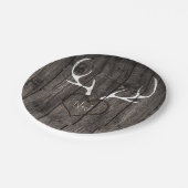 Rustic Deer Antlers & Carved Heart Wedding Papieren Bordje (Gekanteld)