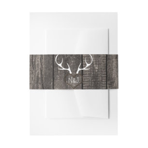 Rustic Deer Antlers & Carved Heart Wedding Uitnodigingen Wikkel