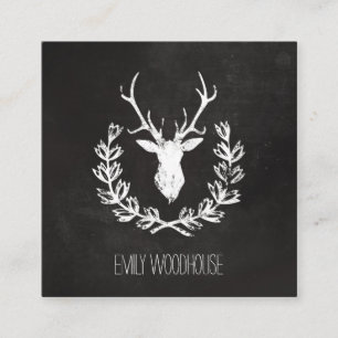 Rustic Deer Antlers   Chalkboard Vierkante Visitekaartje