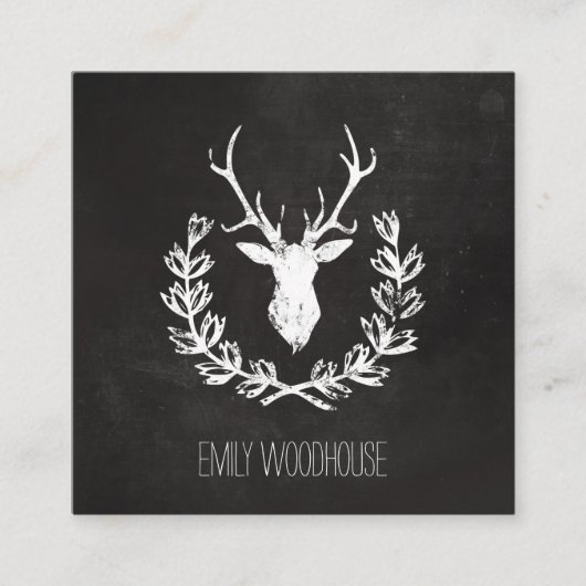 Rustic Deer Antlers | Chalkboard Vierkante Visitekaartje (Voorkant)